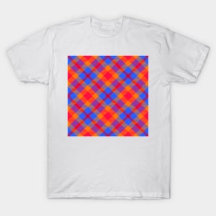 Blue, Red, & Orange Plaid T-Shirt